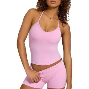imageSUUKSESS Women Sexy Workout Sets Padded Sports Bra High Waisted Shorts Outfits05 Pink