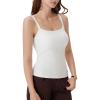imageSUUKSESS Women Cotton Rib Padded Tank Tops Sleeveless Spaghetti Strap Square Neck Tops Summer Camisole Going Out Shirts02 Snow White