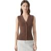 imageSUUKSESS Women Button Down Vest Tops Summer V Neck Sleeveless Tank Tops Business Casual Sweater VestBrown