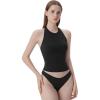 imageSUUKSESS Women Halter Padded Tank Tops Double Lined Backless Summer Going Out Tops01 Black
