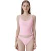imageSUUKSESS Women Padded Scoop Neck Tank Tops Double Line Going Out Basic Camisole TopBaby Pink