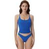 imageSUUKSESS Women Padded Scoop Neck Tank Tops Double Line Going Out Basic Camisole TopSapphire