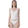 imageSUUKSESS Women Padded Scoop Neck Tank Tops Double Line Going Out Basic Camisole TopSnow White