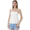 imageSUUKSESS Women Peplum Tube Tops with Built in Bra Summer Cute Sleeveless Strapless Babydoll Tank TopWhite