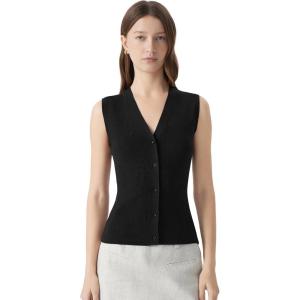 imageSUUKSESS Women Button Down Vest Tops Summer V Neck Sleeveless Tank Tops Business Casual Sweater Vest01 Black