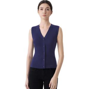 imageSUUKSESS Women Button Down Vest Tops Summer V Neck Sleeveless Tank Tops Business Casual Sweater VestNavy Blue