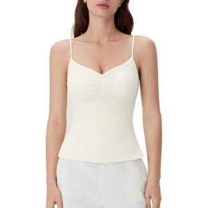 imageSUUKSESS Women Double Lined Basic Tank Top Summer Padded Going Out Tops Sleeveless Camisole Shirts02 White