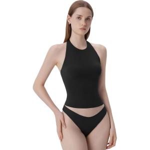 imageSUUKSESS Women Halter Padded Tank Tops Double Lined Backless Summer Going Out Tops01 Black
