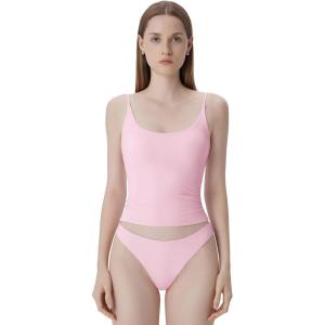 imageSUUKSESS Women Padded Scoop Neck Tank Tops Double Line Going Out Basic Camisole TopBaby Pink