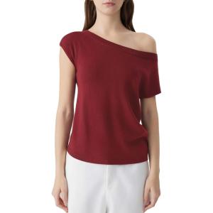 imageSUUKSESS Women Silk Cashmere Blend Off The Shoulder Tops Summer Knit Trendy Sweaters Going Out Loose Fit Shirts07 Wine