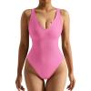 imageSUUKSESS Women Notch Neck Ribbed Seamless Bodysuit Padded Sexy Tank Tops