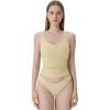 imageSUUKSESS Women Padded Cotton Ribbed V Neck Tank Top Summer Basic Going Out TopsButter Yellow