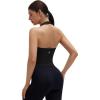 imageSUUKSESS Women Padded Halter Sports Bra Backless Longline Workout Crop Tank TopsBlack