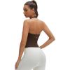 imageSUUKSESS Women Padded Halter Sports Bra Backless Longline Workout Crop Tank TopsChocolate