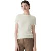 imageSUUKSESS Women Silk Cashmere Blend Crew Neck Short Sleeve Sweaters Casual BlouseBeige