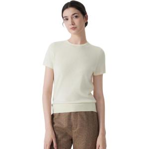 imageSUUKSESS Women Silk Cashmere Blend Crew Neck Short Sleeve Sweaters Casual BlouseBeige
