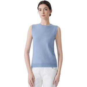 imageSUUKSESS Women Silk Cashmere Blend Crew Neck Sweater Vests Sleeveless Tank TopsAsh Blue