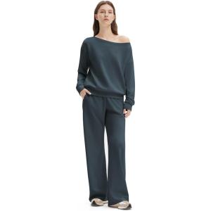 image:imageSUUKSESS Women 2 Piece Lounge Matching Set Off Shoulder Sweatshirt Wide Leg SweatpantDark Storm
