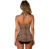 image:imageSUUKSESS Women Halter Tankini Swimsuit High Waist Cowl Neck Bathing Suit 2 Piece171 Leopard Black