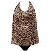 image:imageSUUKSESS Women Halter Tankini Swimsuit High Waist Cowl Neck Bathing Suit 2 Piece171 Leopard Black