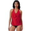 image:imageSUUKSESS Women Halter Tankini Swimsuit High Waist Cowl Neck Bathing Suit 2 Piece171 Red Black