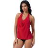 image:imageSUUKSESS Women Halter Tankini Swimsuit High Waist Cowl Neck Bathing Suit 2 Piece171 Red Black