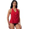 image:imageSUUKSESS Women Halter Tankini Swimsuit High Waist Cowl Neck Bathing Suit 2 Piece171 Red Black