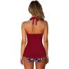 image:imageSUUKSESS Women Halter Tankini Swimsuit High Waist Cowl Neck Bathing Suit 2 Piece171 Red Floral