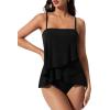 image:imageSUUKSESS Women Tummy Control Tankini Swimsuit Ruffle High Waisted Bathing Suit186 Black