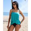 image:imageSUUKSESS Women Tummy Control Tankini Swimsuit Ruffle High Waisted Bathing Suit186 Blue Black