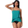 image:imageSUUKSESS Women Tummy Control Tankini Swimsuit Ruffle High Waisted Bathing Suit186 Blue Black
