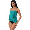 image:imageSUUKSESS Women Tummy Control Tankini Swimsuit Ruffle High Waisted Bathing Suit186 Blue Black