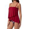 image:imageSUUKSESS Women Tummy Control Tankini Swimsuit Ruffle High Waisted Bathing Suit186 Red Floral