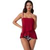 image:imageSUUKSESS Women Tummy Control Tankini Swimsuit Ruffle High Waisted Bathing Suit186 Red Floral