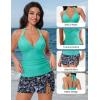 image:imageSUUKSESS Women Tummy Control Tankini Swimsuit Sexy Halter Bathing Suit 2 Piece147 Aqua Blue Floral
