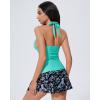 image:imageSUUKSESS Women Tummy Control Tankini Swimsuit Sexy Halter Bathing Suit 2 Piece147 Aqua Blue Floral