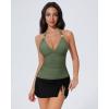 image:imageSUUKSESS Women Tummy Control Tankini Swimsuit Sexy Halter Bathing Suit 2 Piece147 Army Green Black