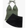 image:imageSUUKSESS Women Tummy Control Tankini Swimsuit Sexy Halter Bathing Suit 2 Piece147 Army Green Black