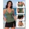 image:imageSUUKSESS Women Tummy Control Tankini Swimsuit Sexy Halter Bathing Suit 2 Piece147 Army Green Black