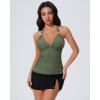 image:imageSUUKSESS Women Tummy Control Tankini Swimsuit Sexy Halter Bathing Suit 2 Piece147 Army Green Black