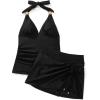 image:imageSUUKSESS Women Tummy Control Tankini Swimsuit Sexy Halter Bathing Suit 2 Piece147 Black