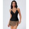 image:imageSUUKSESS Women Tummy Control Tankini Swimsuit Sexy Halter Bathing Suit 2 Piece147 Black Leopard