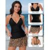 image:imageSUUKSESS Women Tummy Control Tankini Swimsuit Sexy Halter Bathing Suit 2 Piece147 Black Leopard