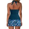 image:imageSUUKSESS Women Tummy Control Tankini Swimsuit Sexy Halter Bathing Suit 2 Piece147 Blue Floral