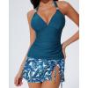 image:imageSUUKSESS Women Tummy Control Tankini Swimsuit Sexy Halter Bathing Suit 2 Piece147 Blue Floral