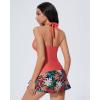 image:imageSUUKSESS Women Tummy Control Tankini Swimsuit Sexy Halter Bathing Suit 2 Piece147 Coral Pink Leaf