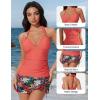 image:imageSUUKSESS Women Tummy Control Tankini Swimsuit Sexy Halter Bathing Suit 2 Piece147 Coral Pink Leaf