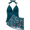 image:imageSUUKSESS Women Tummy Control Tankini Swimsuit Sexy Halter Bathing Suit 2 Piece147 Green Floral