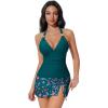 image:imageSUUKSESS Women Tummy Control Tankini Swimsuit Sexy Halter Bathing Suit 2 Piece147 Green Floral