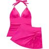 image:imageSUUKSESS Women Tummy Control Tankini Swimsuit Sexy Halter Bathing Suit 2 Piece147 Hot Pink